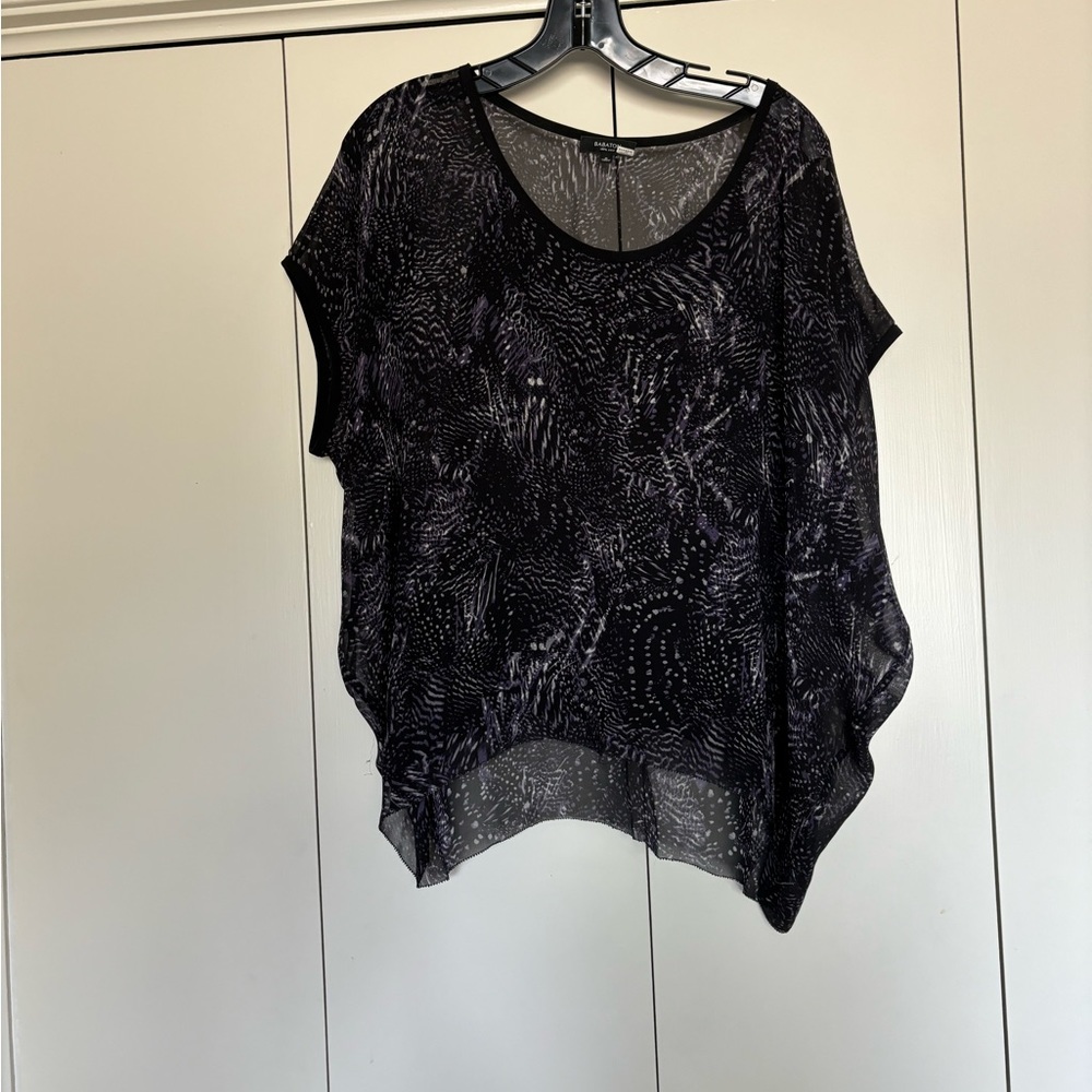 Sheer Black Blouse - Babton - M - 100% Silk